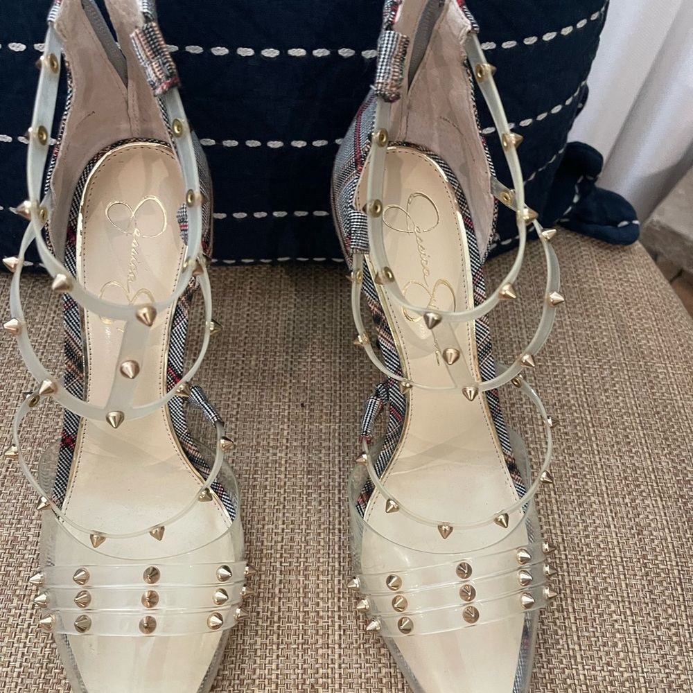 Jessica Simpson Blue Strappy Heels with Studs